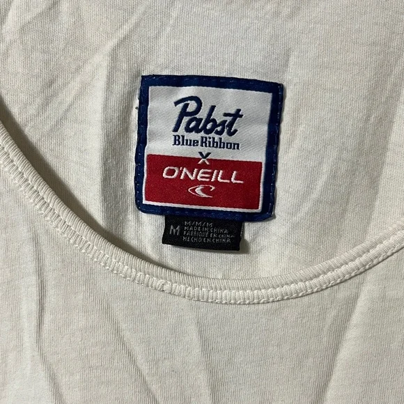 O'Neill Cream Pabst Blue Ribbon Graphic Tank Top - Picture 2 of 6